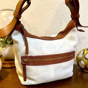 Dooney & Bourke Cream Pebble and Saddle Tan Leather Shoulder/Hobo Bag/Tote Bag
